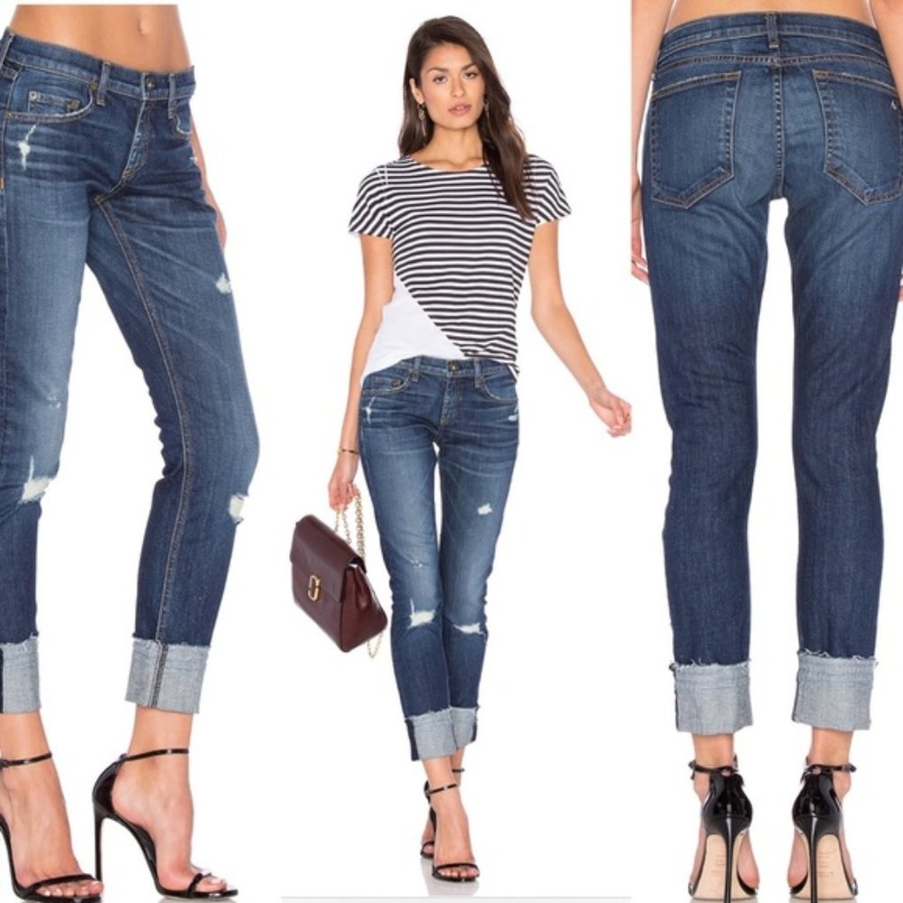 rag & bone Distressed Indigo Boyfriend Jeans